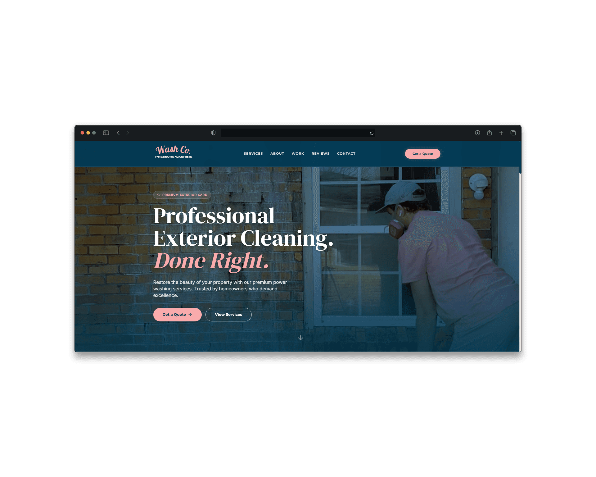 Wash Co. Pressure Washing website built by Eximius Studio in 2025