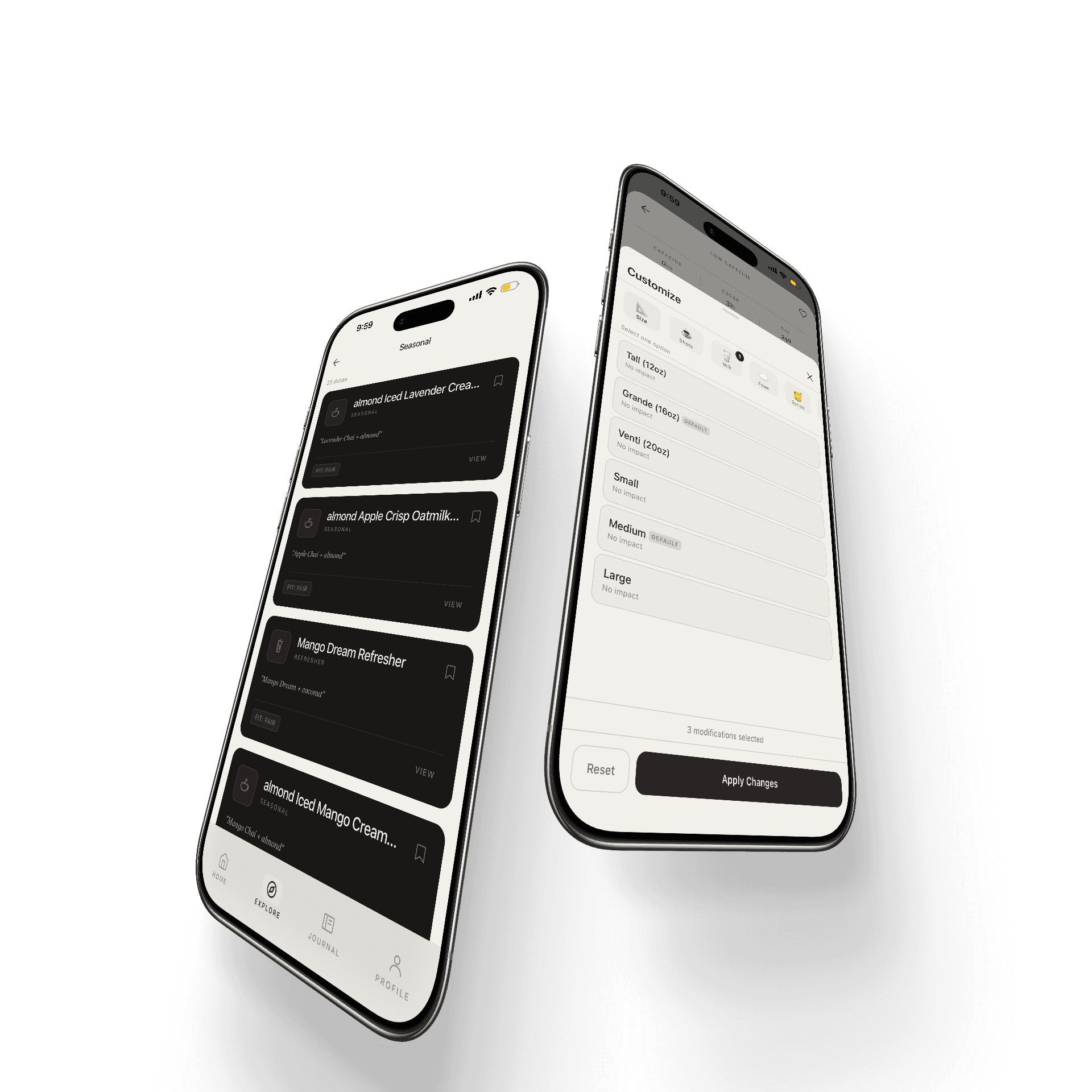 Sipory iOS app — personalized coffee recommendation screens
